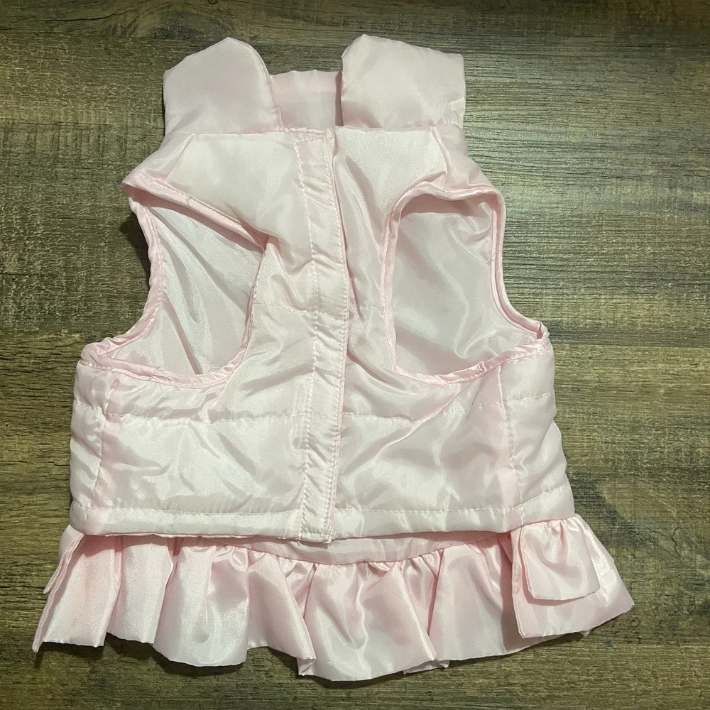 Dog Puffer Vest Size Medium Pink With Bow Hook & Loop Closure Coquette Gorpcore